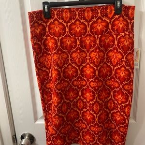 LulaRoe Cassie Pencil Skirt NWT red orange large